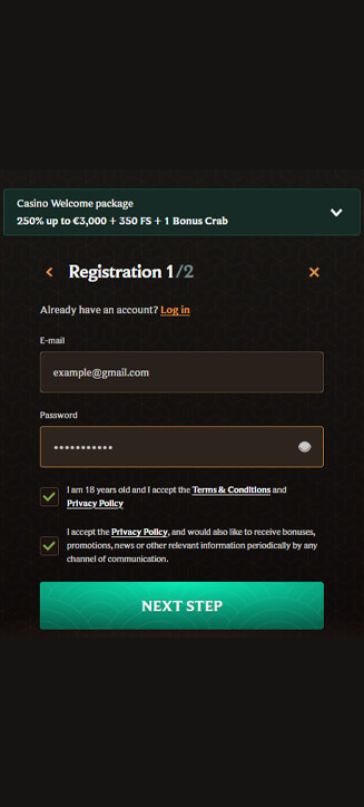 CrownPlay Registrierungsprozess auf dem Handy CrownPlay Registrierungsprozess auf dem Handy